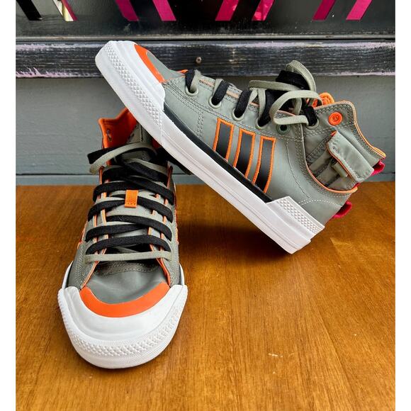 Adidas Originals NIZZA HI DL Youth 6.5 Gray Orange Skate Style GZ2655 - Picture 6 of 8